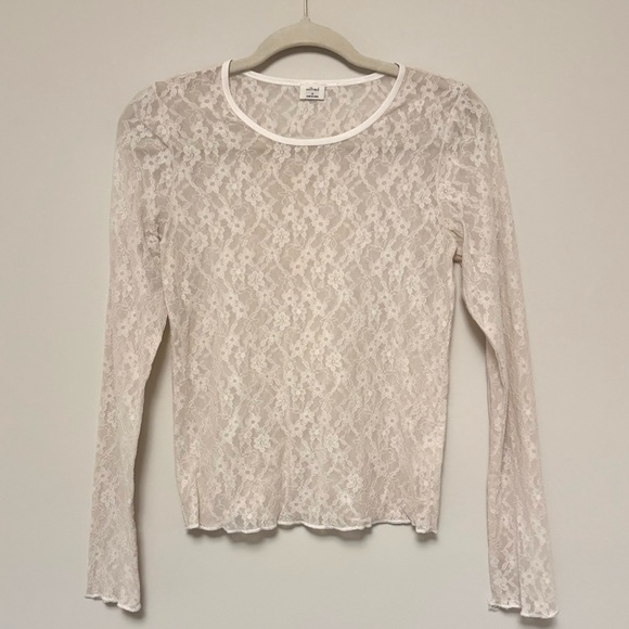 Wilfred Cream Lace Long Sleeve Medium Floral Sheer Girly - Picture 2 of 7